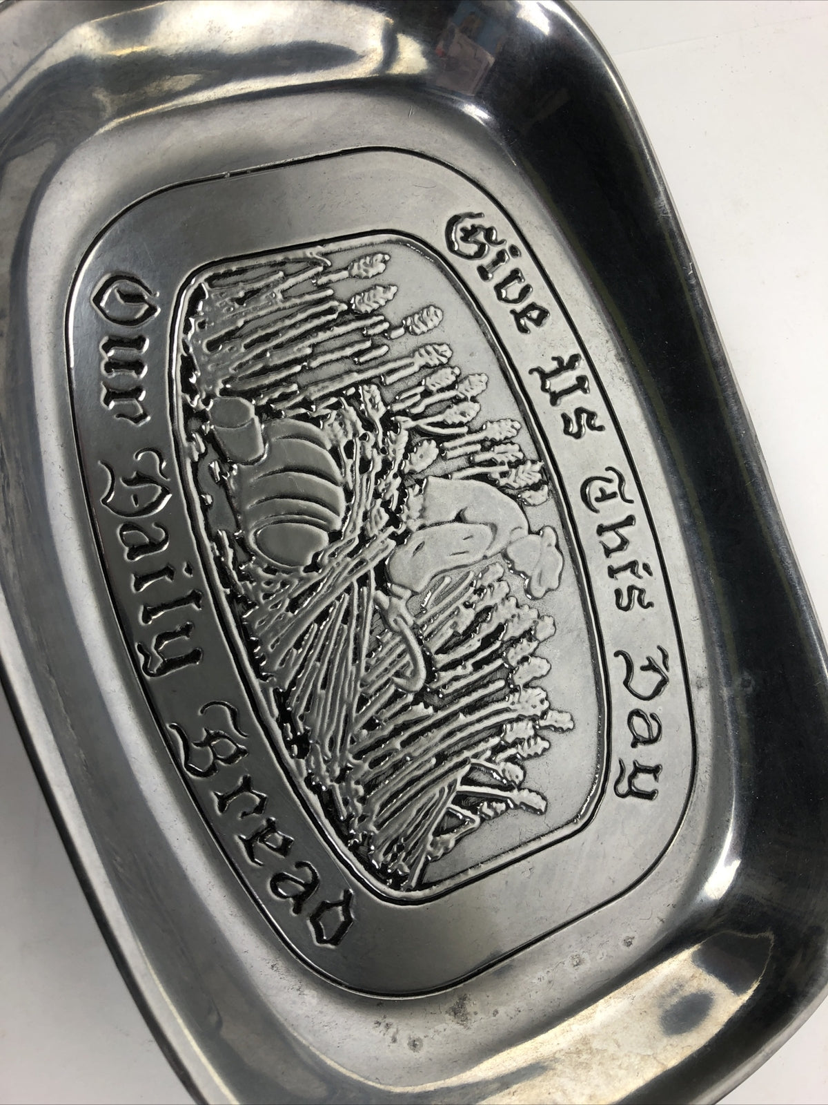Wilton Armetale Pewter RWP Platter " Give Us This Day Our Daily Bread " USA Made