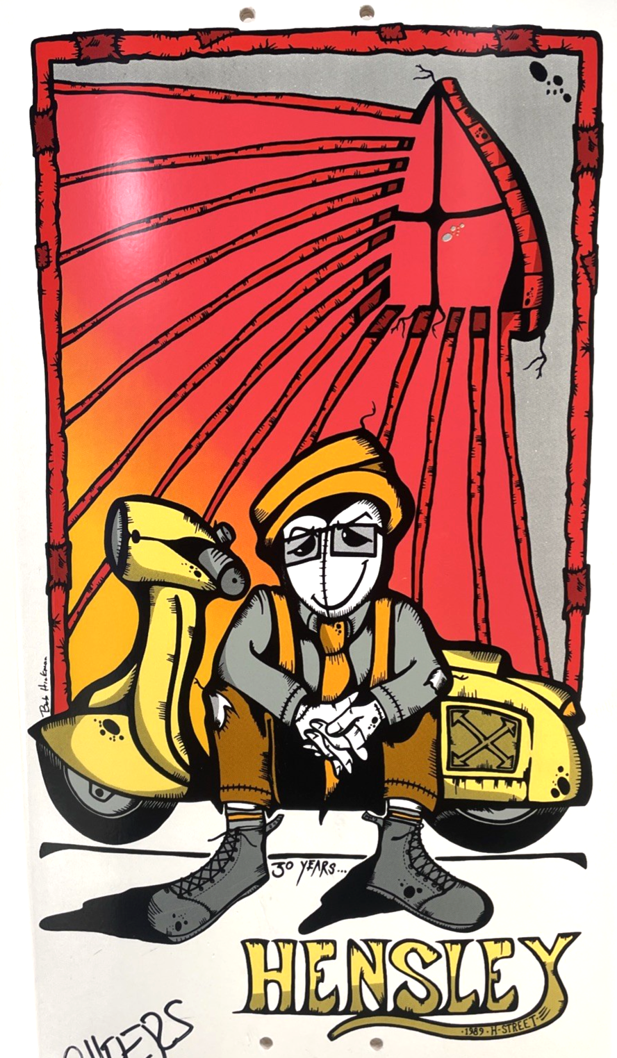 Matt Hensley Stained Glass Scooter Puppet Reissue H-STREET White Dip Signed