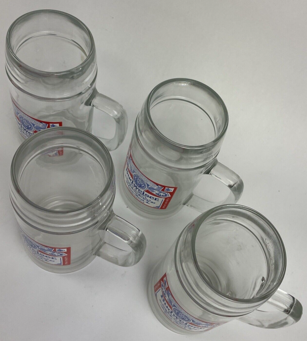 Lot of 4 x Budweiser 1970 VINTAGE Beer Glass Mug 0.5L 56 Bullet Mouth LOOK 6.5"