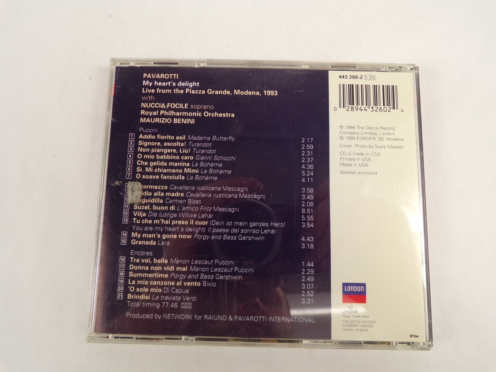 Pavarotti My Heart's Delight Signore, Ascolta! Vilja Granada Brindisi CD#51
