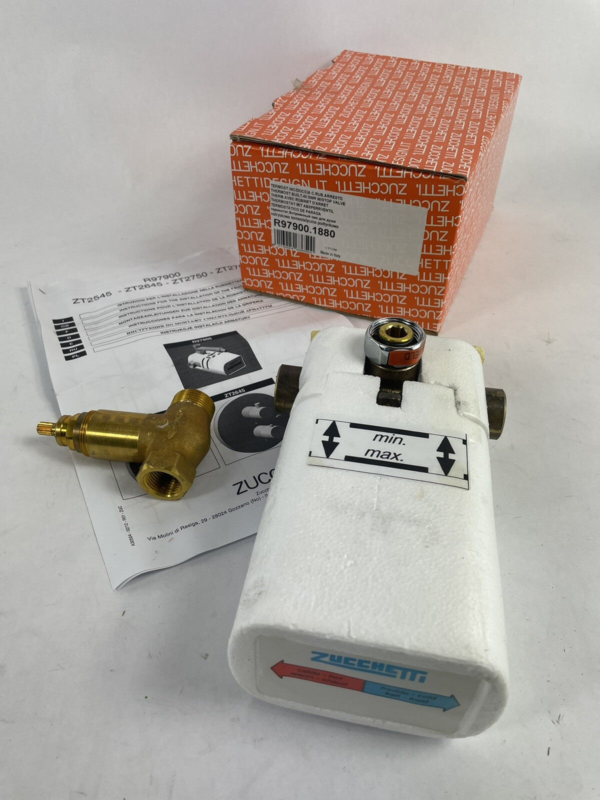 Zucchetti R97900 Thermostatic Built-In SWR. with STOP Faucet Rough In Valve