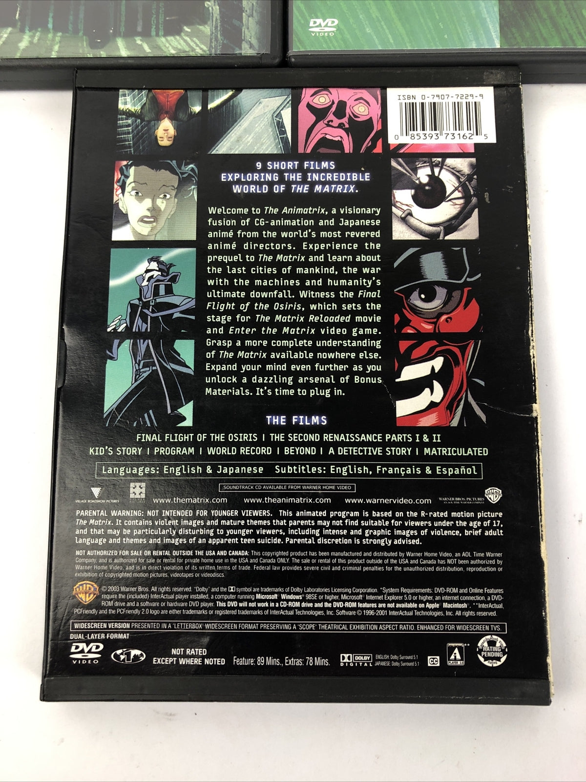 Lot of Three The Matrix Revolutions RELOADED + Animatrix ( DVD Video )