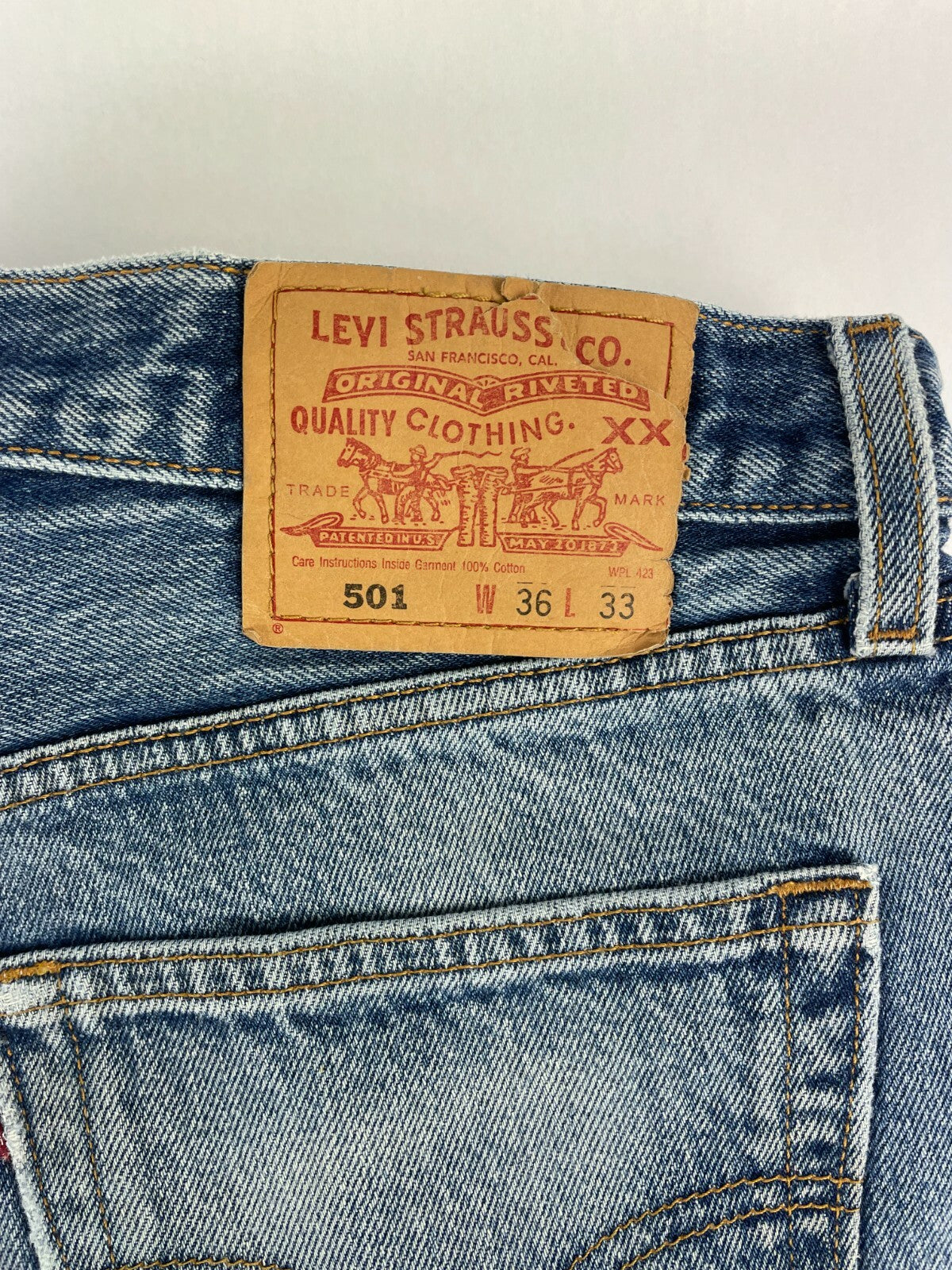 Levi's Men's Blue 501 Regular Fit Straight Leg Jeans Size W 36 L 33