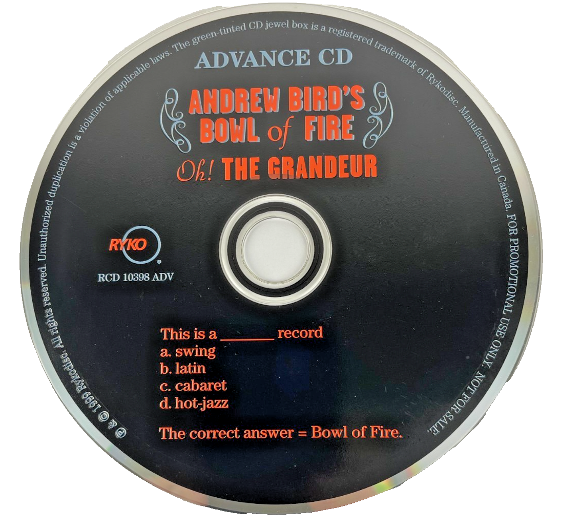 Andrew Bird’s Bowl of Fire Oh! The Grandeur Digital Audio CD Rykodisc 1998