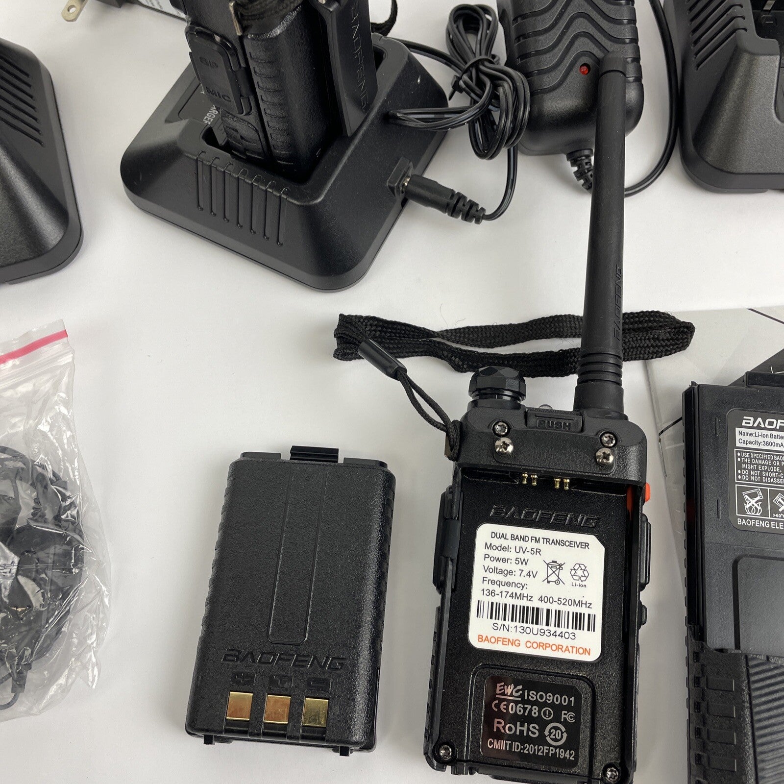 4 x BAOFENG UV-5R 8W Dual Band Two-Way Radio Black w Battery + Short / Tall LOOK