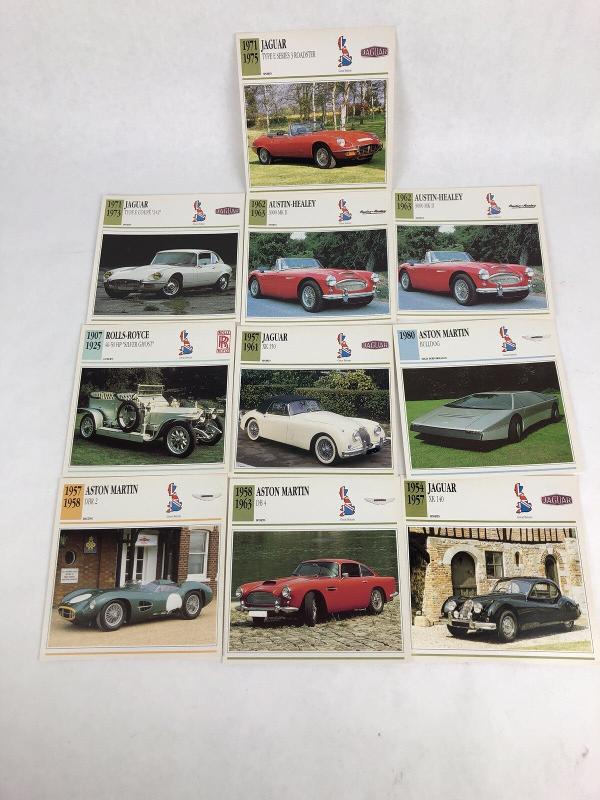 59 x GMH (6"X6") CARDS OF KNOWLEDGE AUTOMOBILE USA Italy GB Germany France