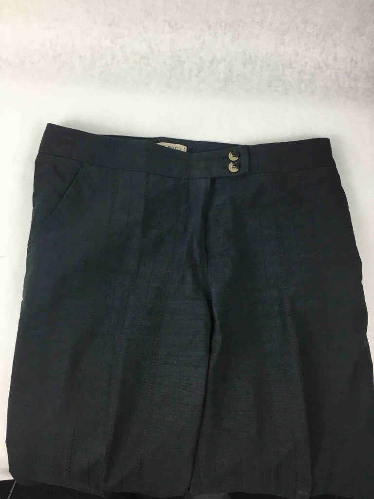 Etro Milano Mens Dress Pants Black Flat Front Cotton Blend Trouser Italy Made 44
