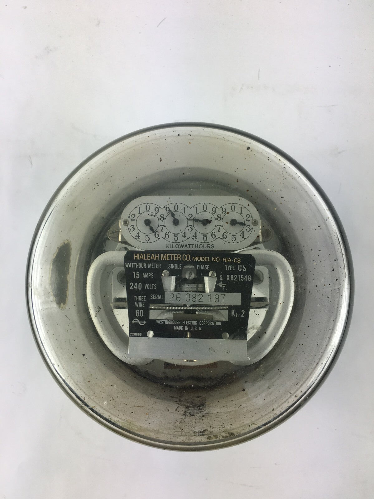 Hialeah Kilowatt Hours HIA-CS Single-Stator Watt Hour Meter Type CS 240v 3Wire