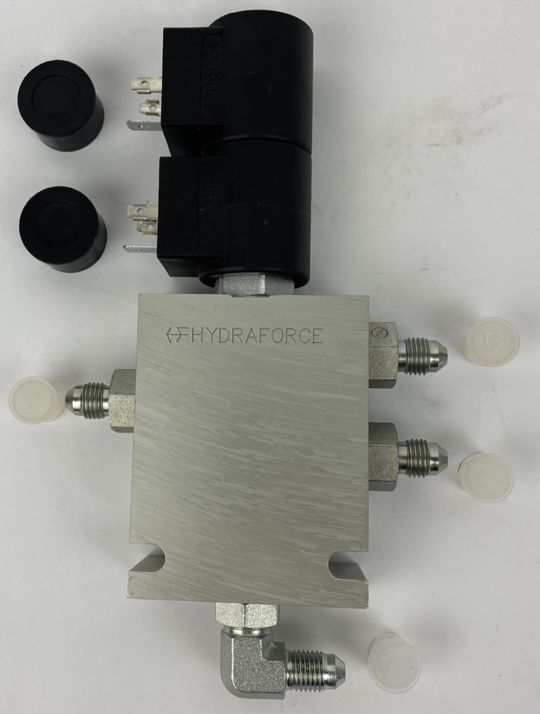 HydraForce 70244860 4-way solenoid valve with 2 6306024 plugs