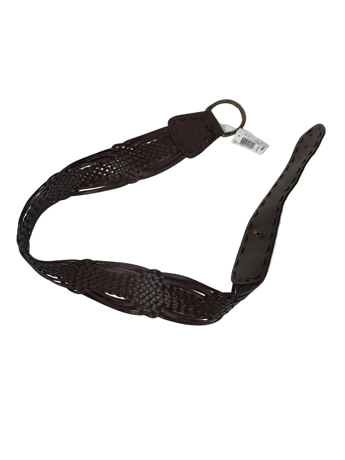 Women's Cognac Brown Genuine Leather Braided Woven Belt Size ML See Images