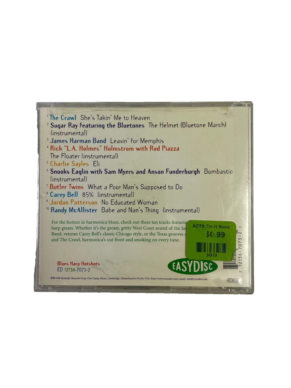 Blues Harp Hotshots Easy Disc Sugar Ray Carey Bell James Harman Rod Piazza CD#6