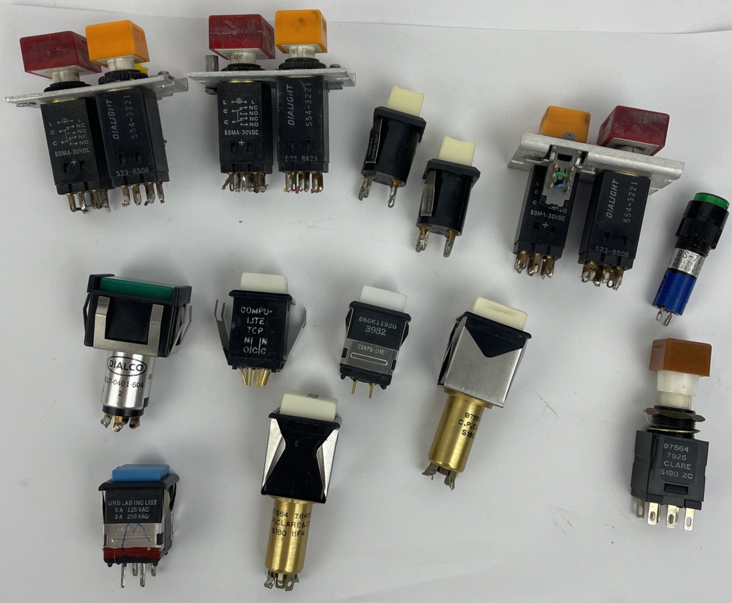 Lot of Assorted Dialco Dialight Macro-Oak Illuminated Push Button Switch - LOOK