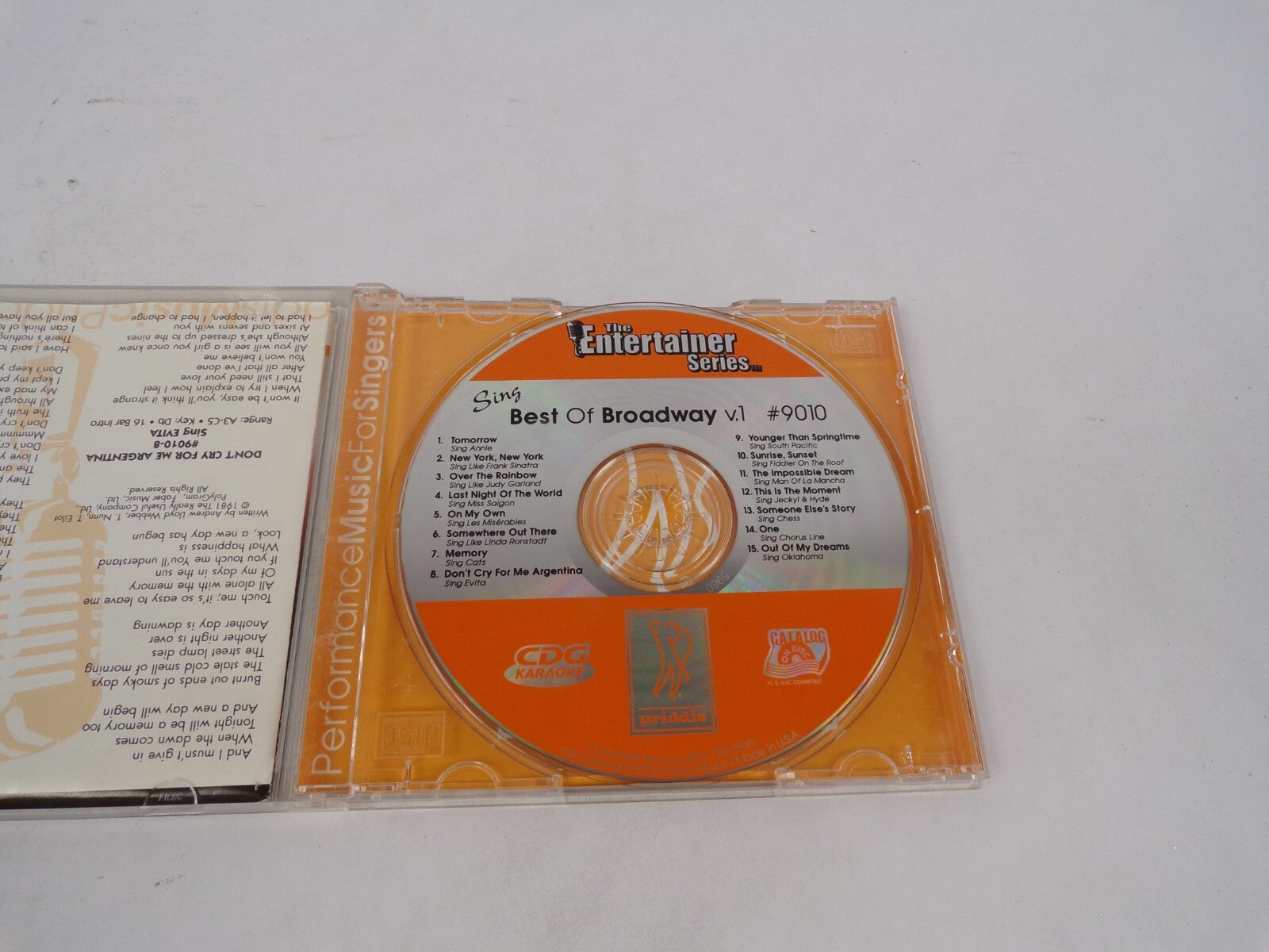 The Entertainer Series Sing Best Of Broadway Tomorrow New York. New York CD#69