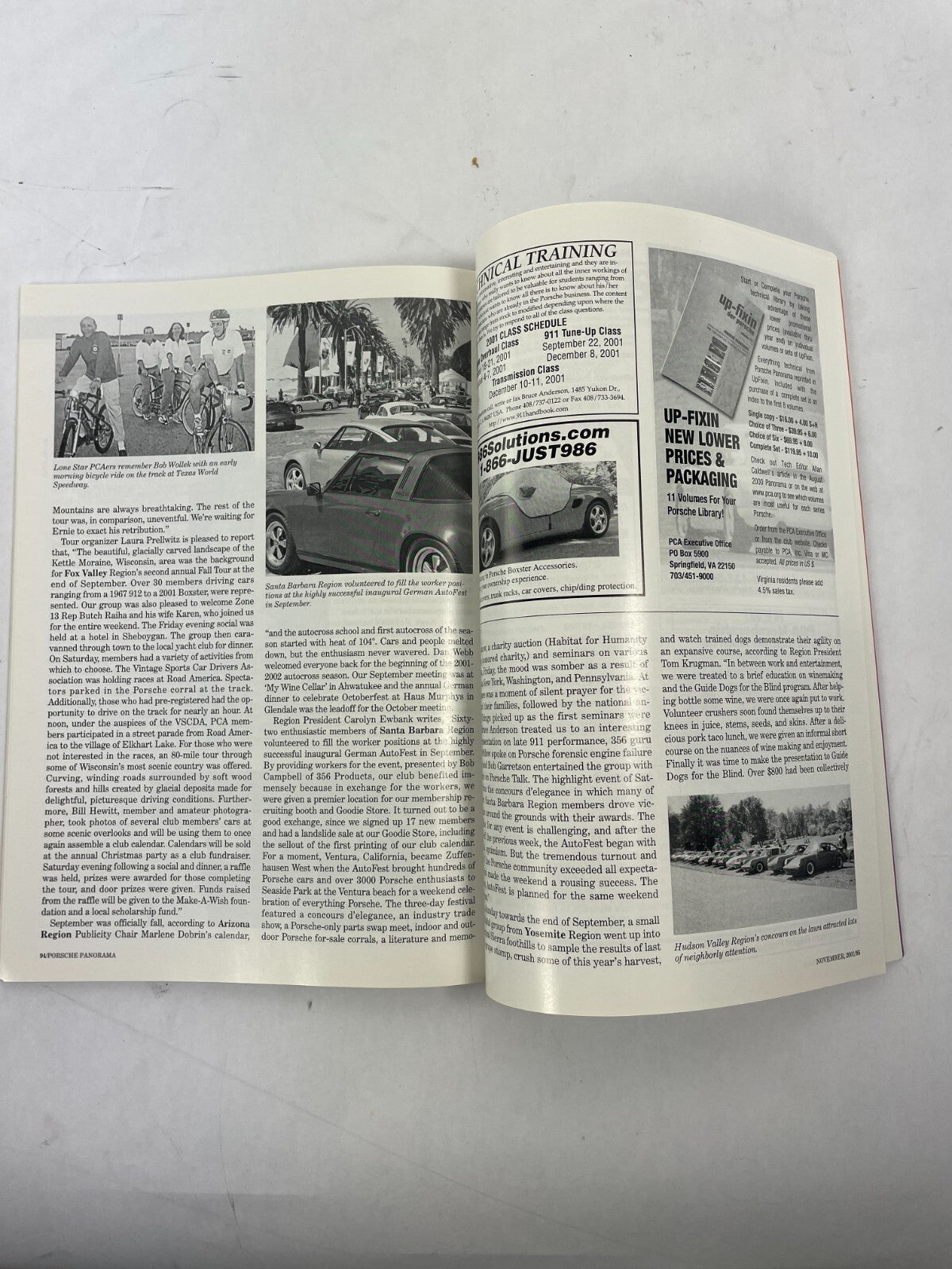 November 2001 Porsche Panorama Magazine Santa Barbara Region Volunteered