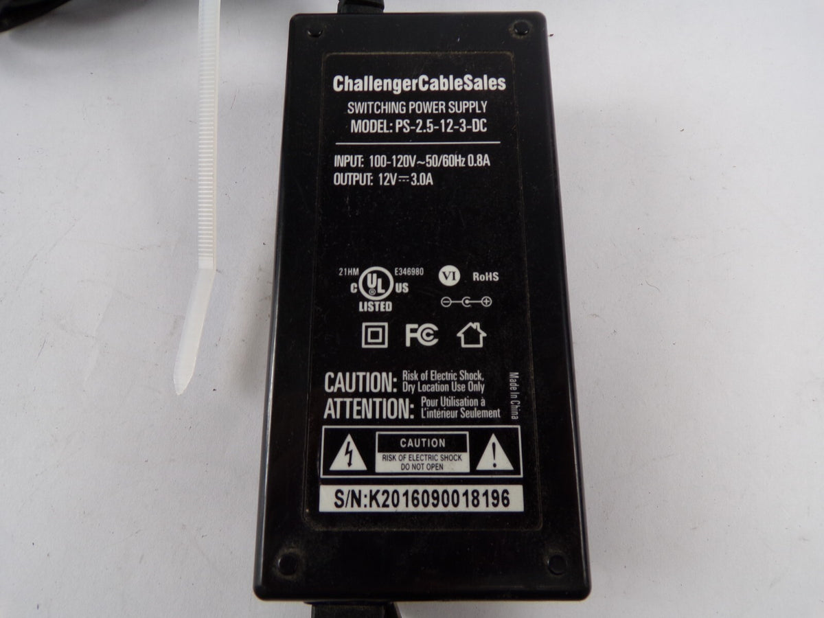 Genuine Challenger Cable PS-2.5-12-3-DC Output 12 V 3 A Power Supply Adapter A00