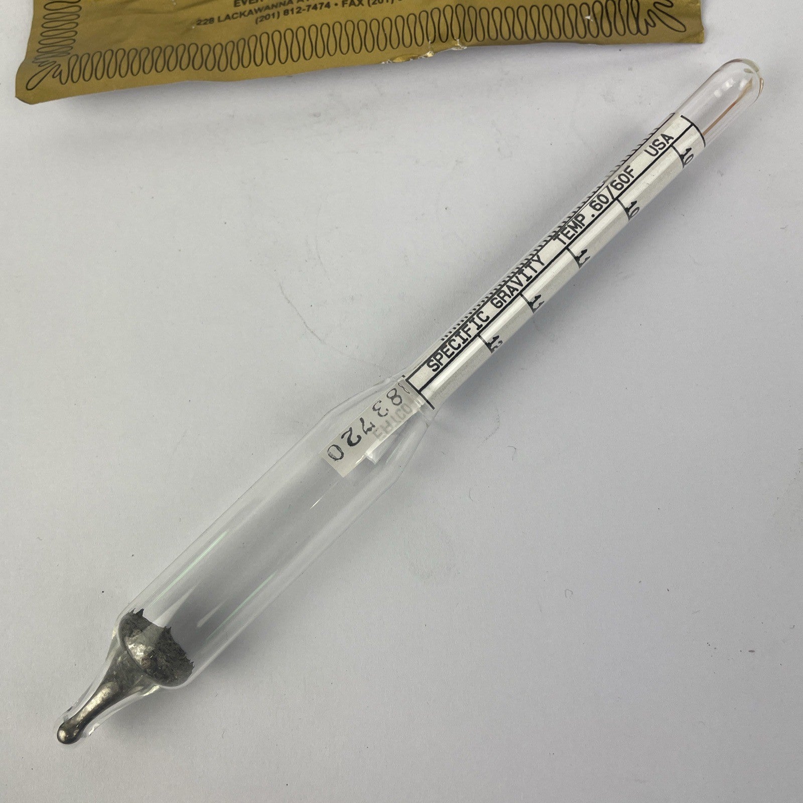 OEM ERTCO Specific Gravity Hydrometer Temp. .60 - 60F - Made in the USA