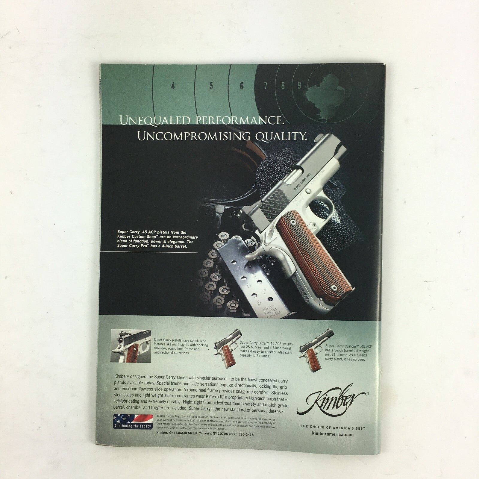October 2010 American Rifleman Magazine Meet Kimber's Midsize .45 ACP .22S .475