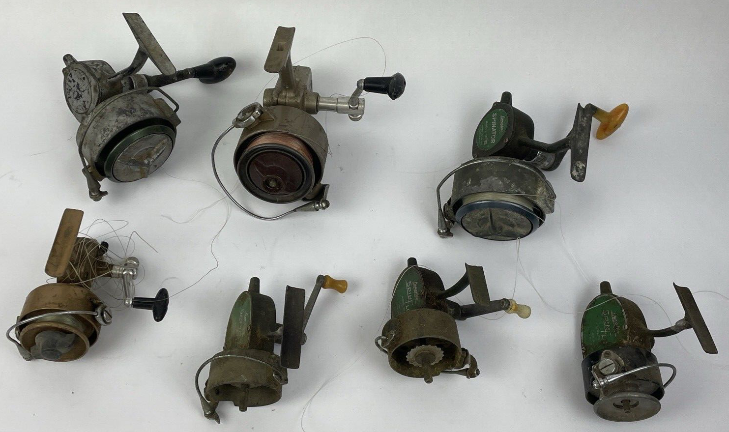 Vintage Spinning Reels - Lot of 7 x Langley SpinFlo Spinator Daiwa 7850 COMPAC95