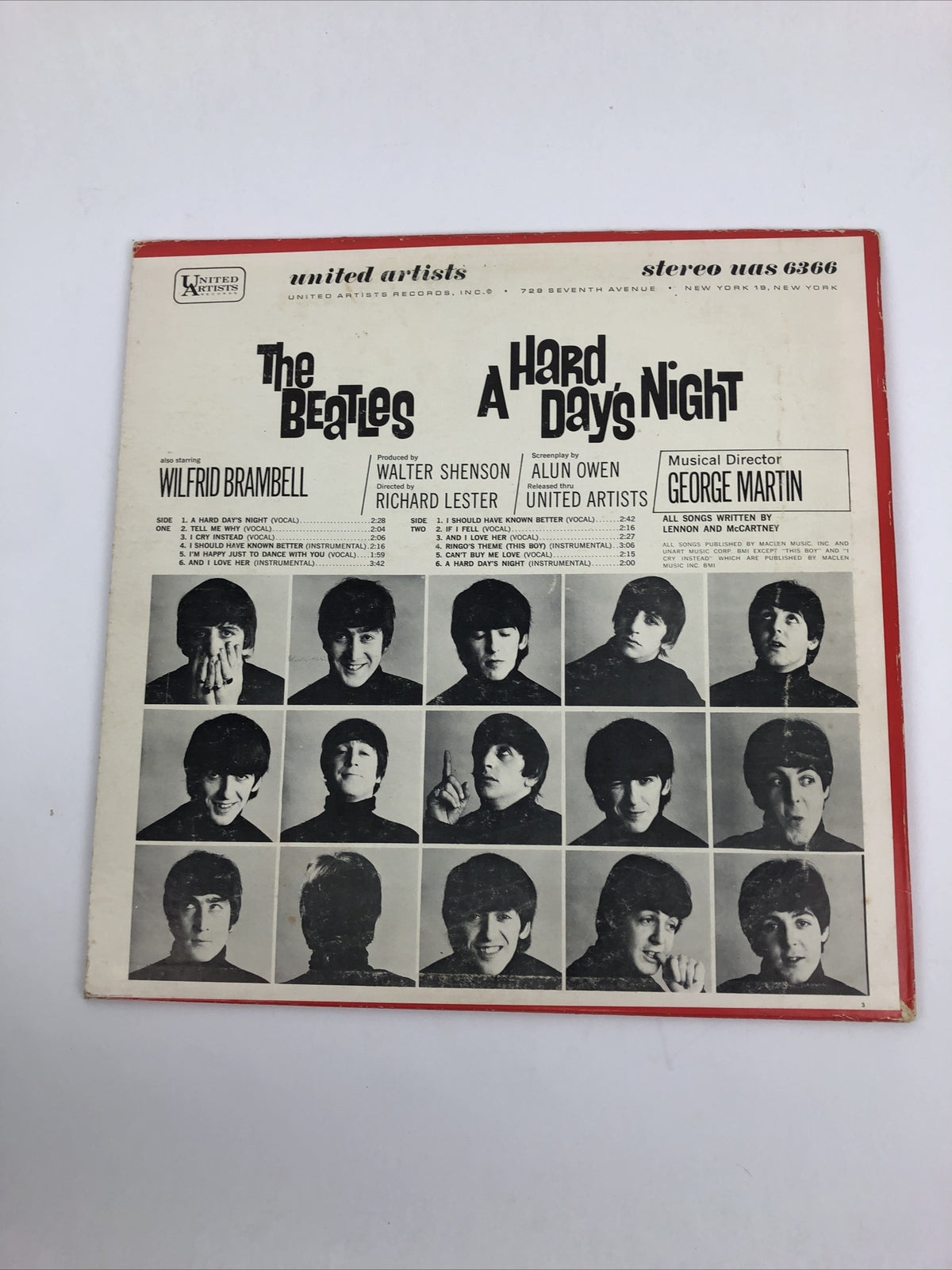 THE BEATLES "A Hard Day's Night" United Artists #UAS 6366 (black label) LP