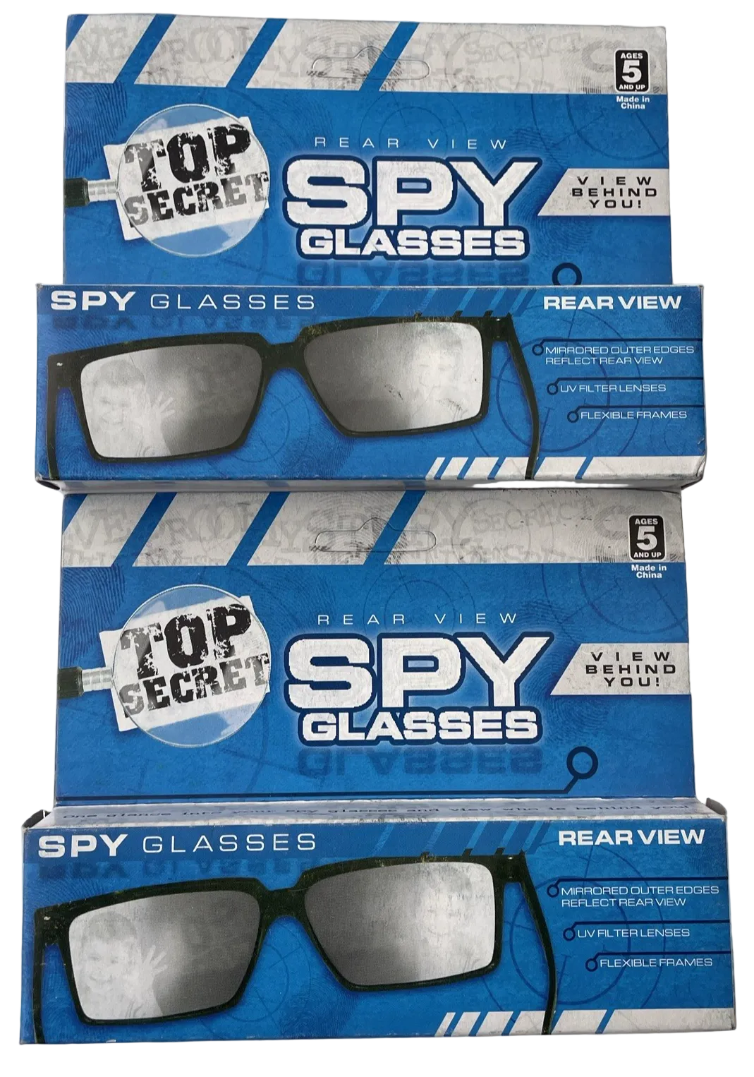 2 x Top Secret Spy Glasses - Magic Trick Rear-View Mirror Glasses Joke/Gag/Prank