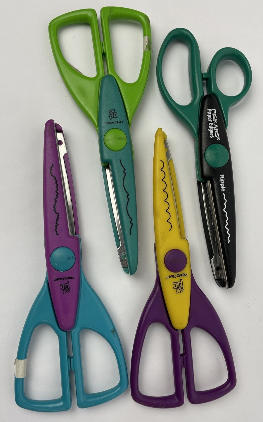 Lot of 4 Fiskars + Provo Craft Scissors Paper Edgers Arts Crafts Design LOOK