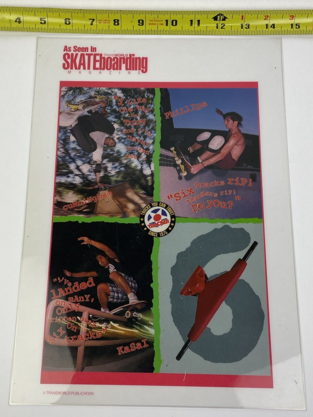 Huge lot of vintage Tracker Trucks trade show display advert proofs and skateboarding memorabilia.