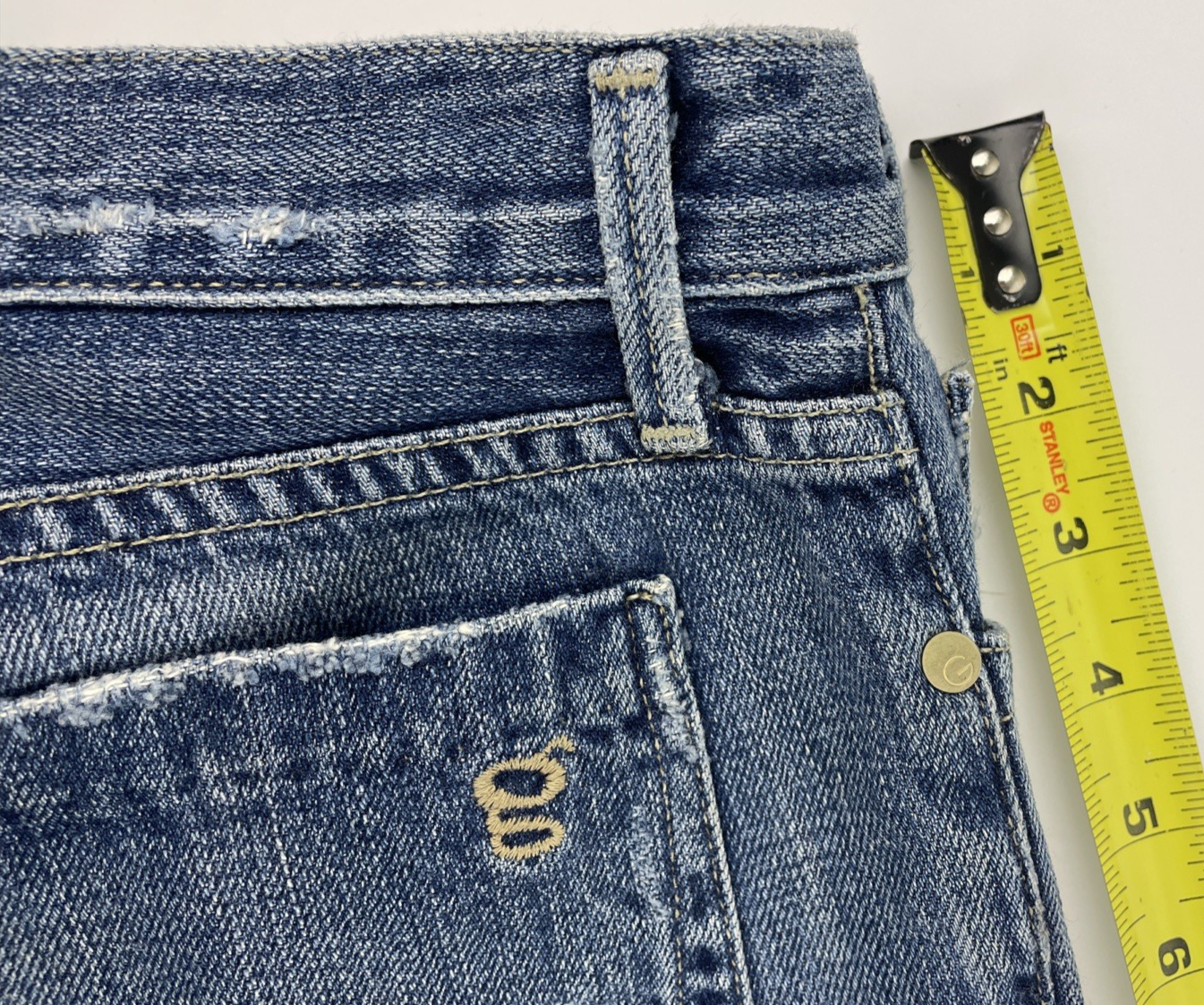 Goldsign Pants Women Sz 26 Blue Denim Jeans Flared Light Wash Low Rise Y2K