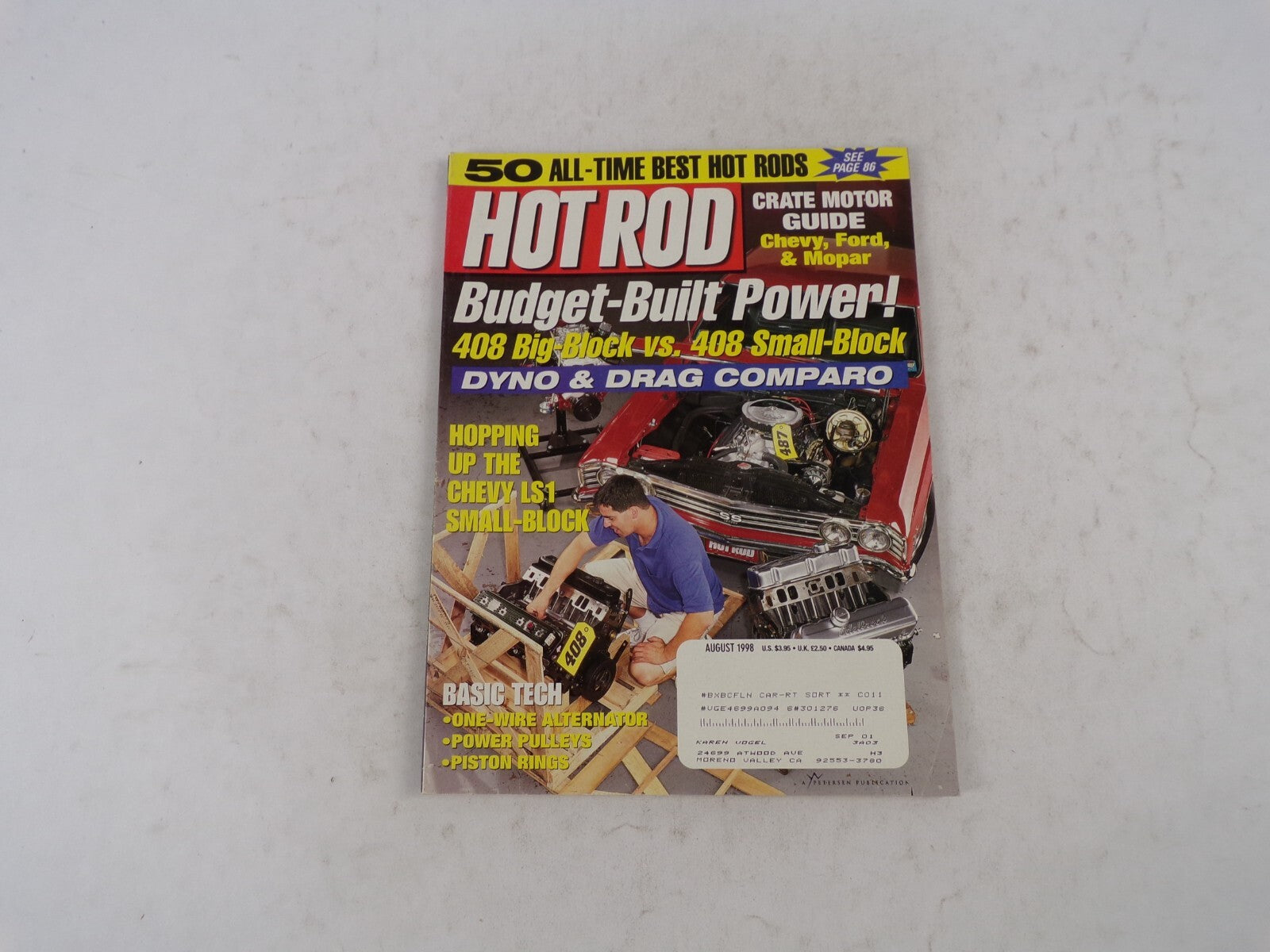 August 1998 Hot Rod Budget-Built Power! 408 Big-Block Vs, 408 Small-Block DYNO
