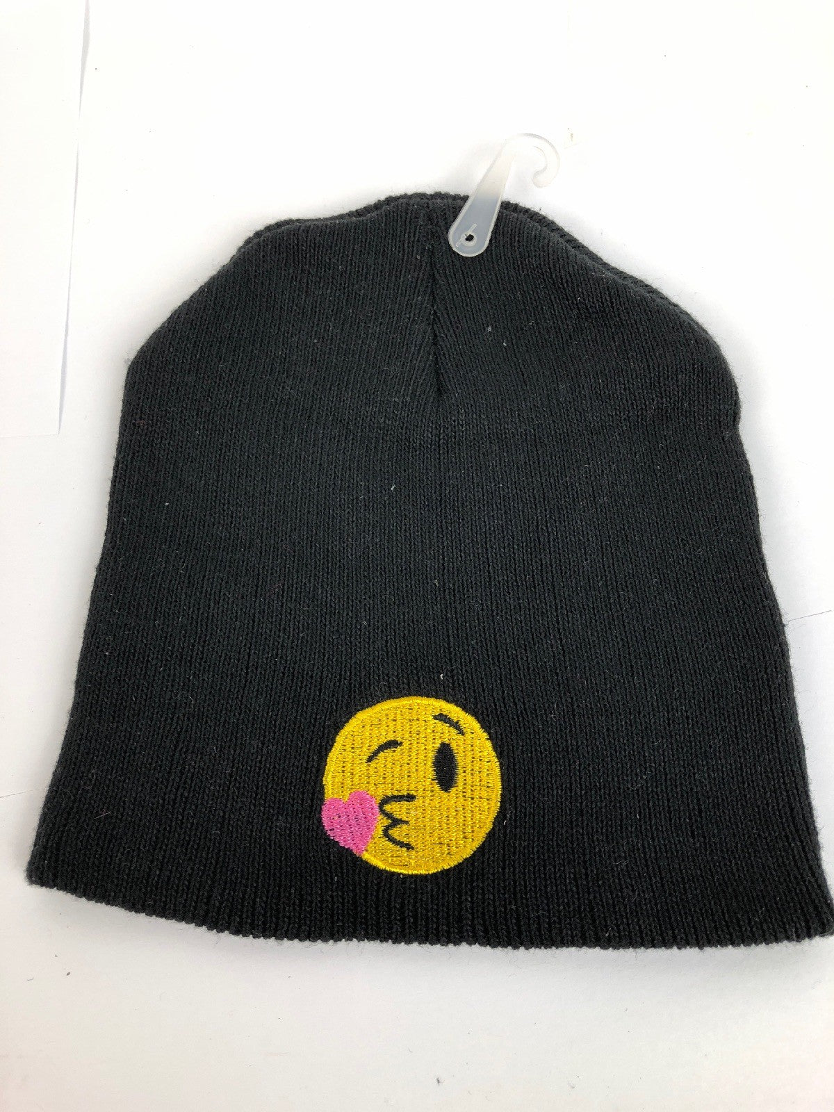 Kids Youth KISSY EMOJI Yellow Heart Graphic Beanie Knit Hat Skully Embroidered