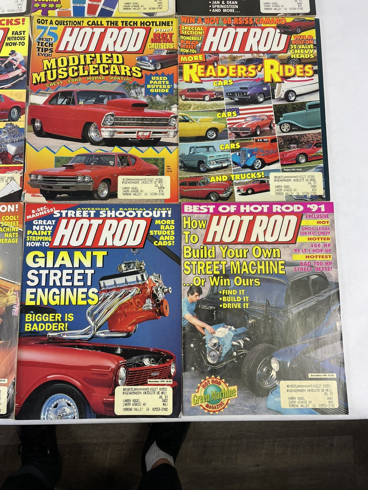 Lot of 12: VINTAGE HOT ROD MAGAZINES Complete Full Set 12 issues Jan to Dec 1991
