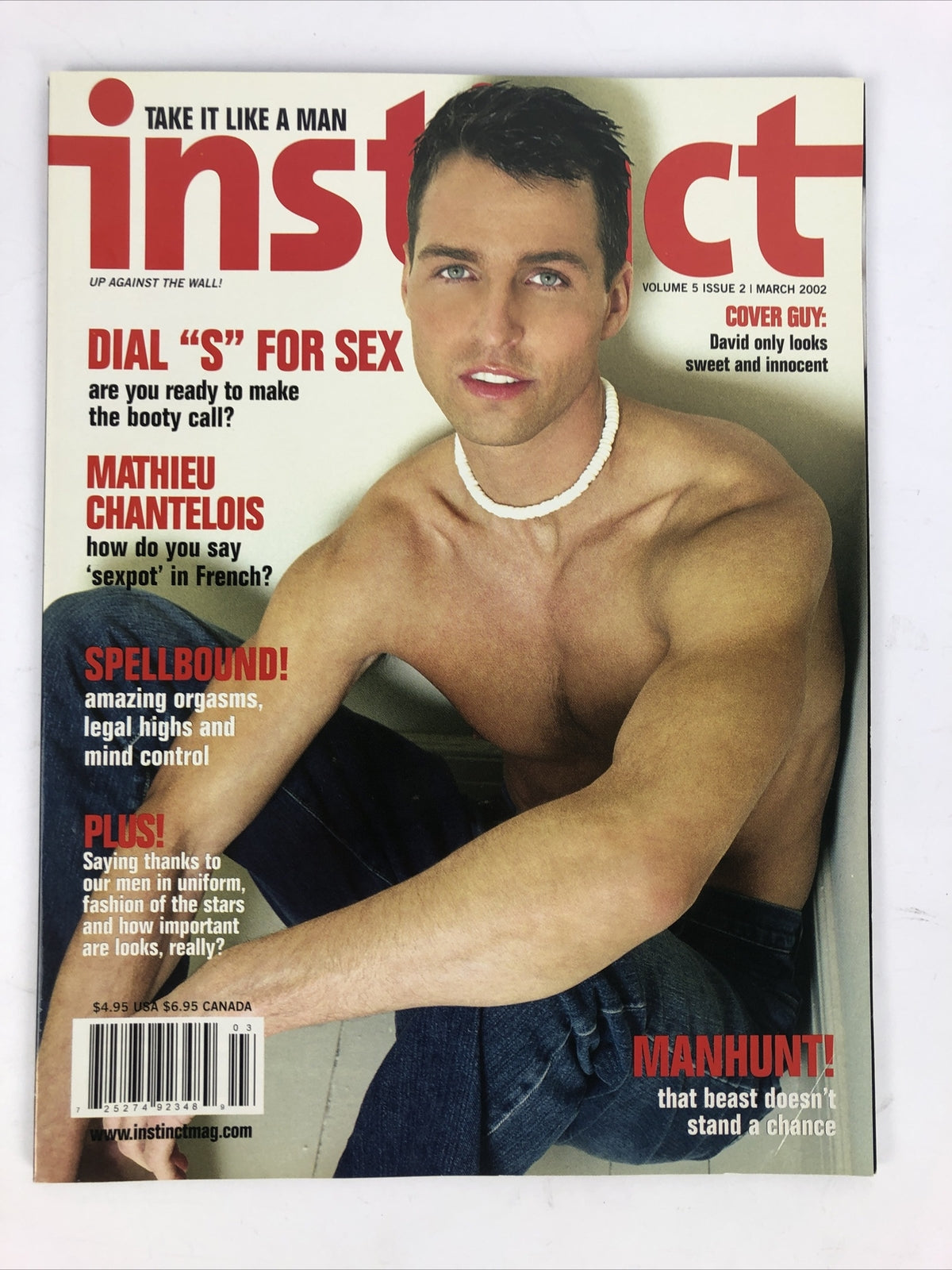 Instinct Gay Magazine March 2002 Mathieu Chantelois Spellbound , Manhunt - *VGC*