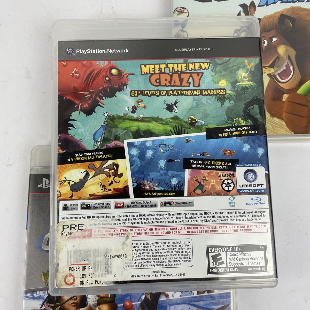 3 x PS3 PlayStation 3 - Madagascar KARTZ - RAYMAN Origins - Sports Champions VGC