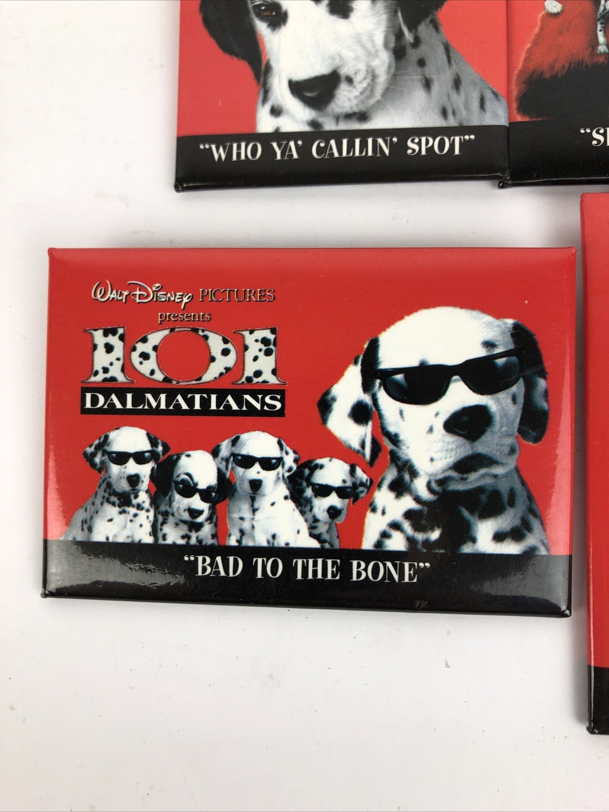101 DALMATIONS 6 x Promotional Movie Button Set - GLENN CLOSE DISNEY 1996