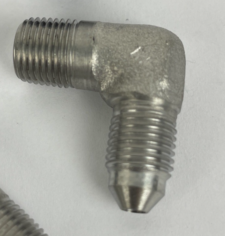 3 x Parker HYDRAULIC FITTING 1/4" Male JIC X 1/4" Male NPT 90 DEGREE ELBOW