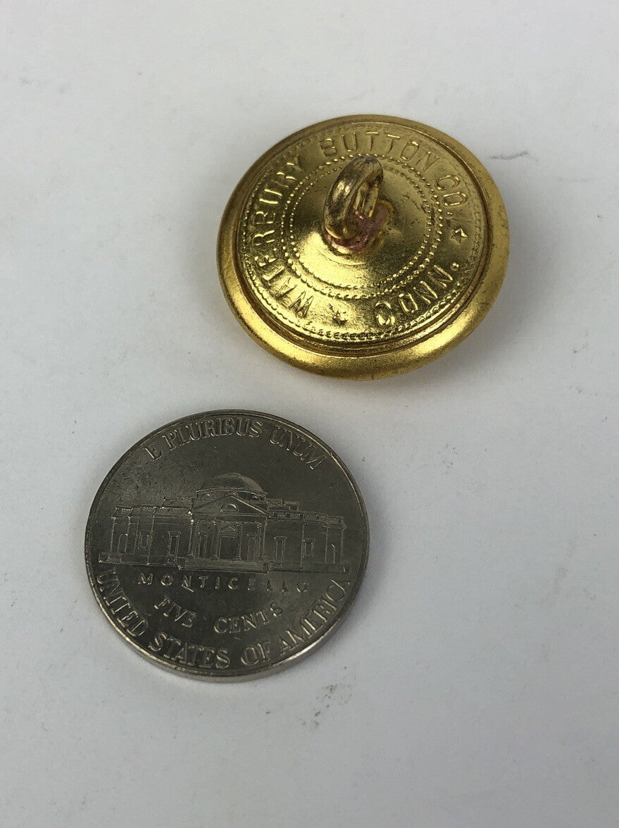 Heavy Gold Washed US Military Uniform Button - Waterbury Button Co. Conn.