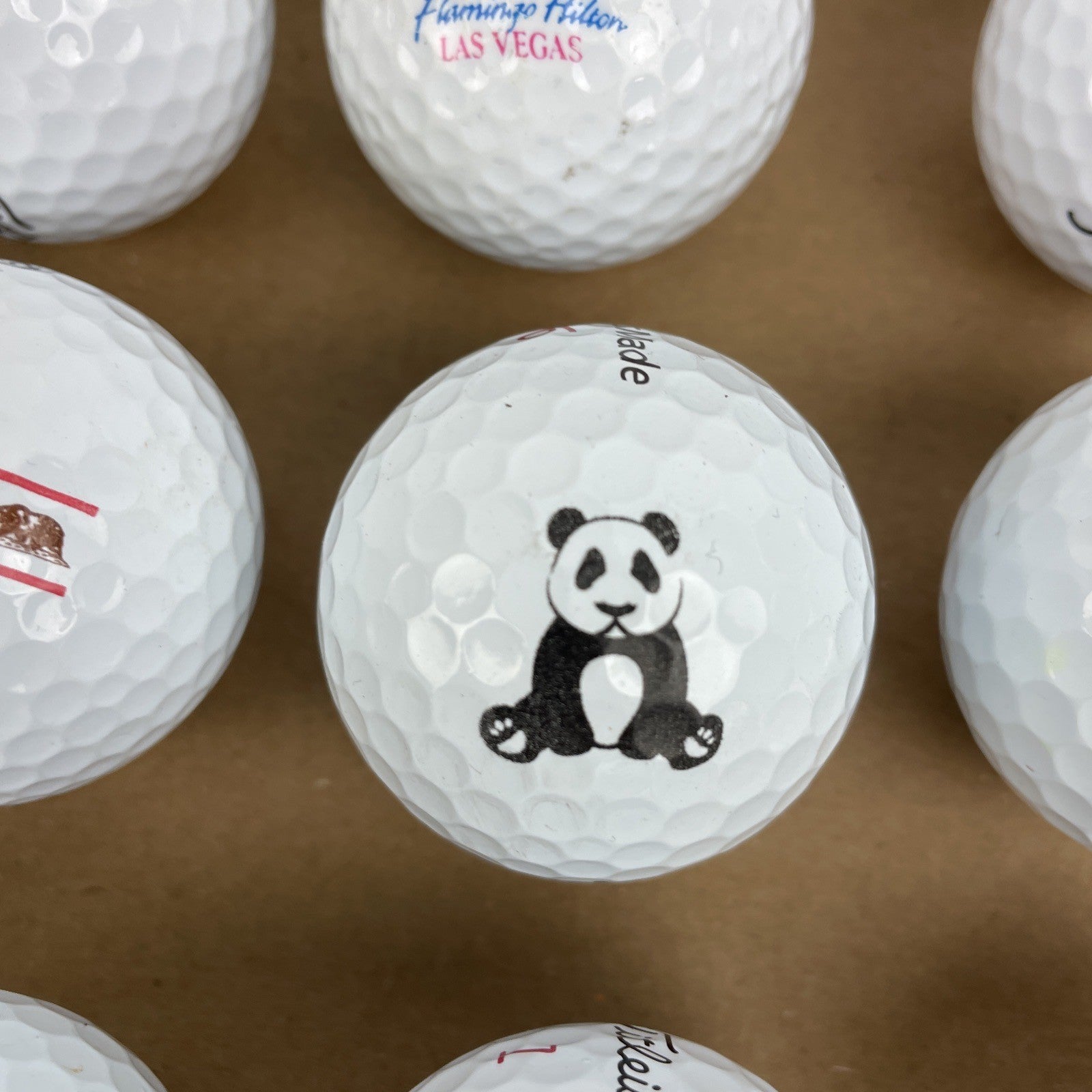 20 x Logo Golf Ball Lot Panda Bull Cali Bear Schwetty Balls FOO KING LONG Booze