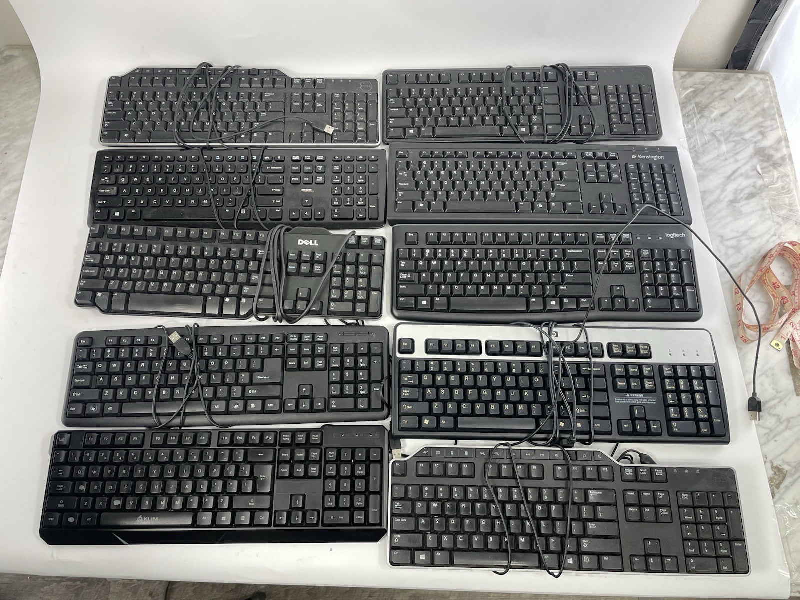 Lot OF 10 - USB Wired Standard Layout Keyboard 104-Key Mixed Random Brand Models