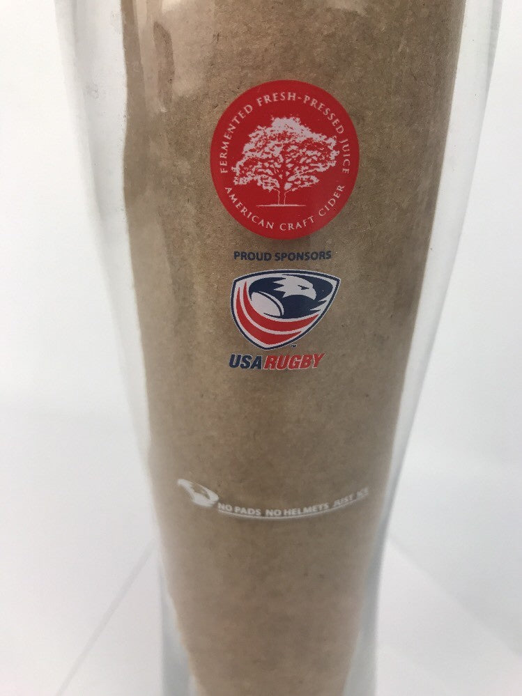Crispin Hard Apple Cider Tall Pilsner Glass Rare USA RUGBY SPONSORED !!!