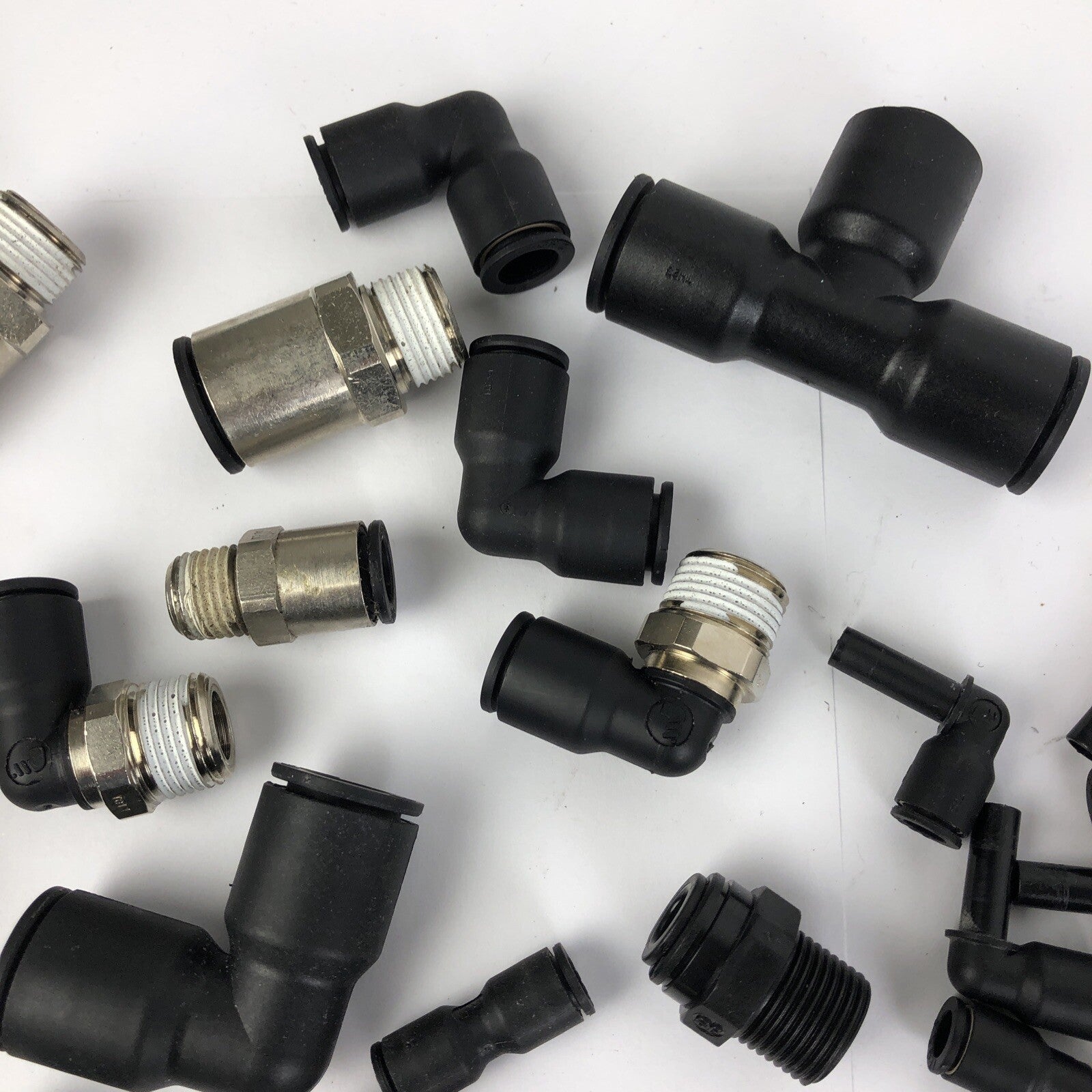 Lot of approx. 50 NOS Legris Assorted Tube Press Fittings Stainless / Plastic