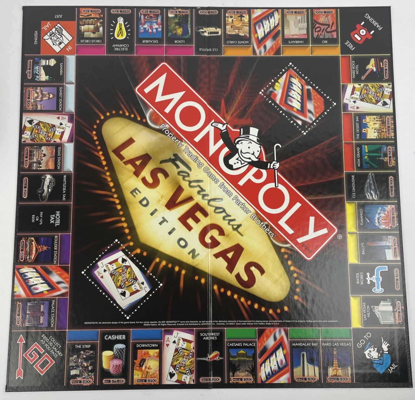 VINTAGE Monopoly Las Vegas Edition COMPLETE USAopoly 2000 Property Trading Game