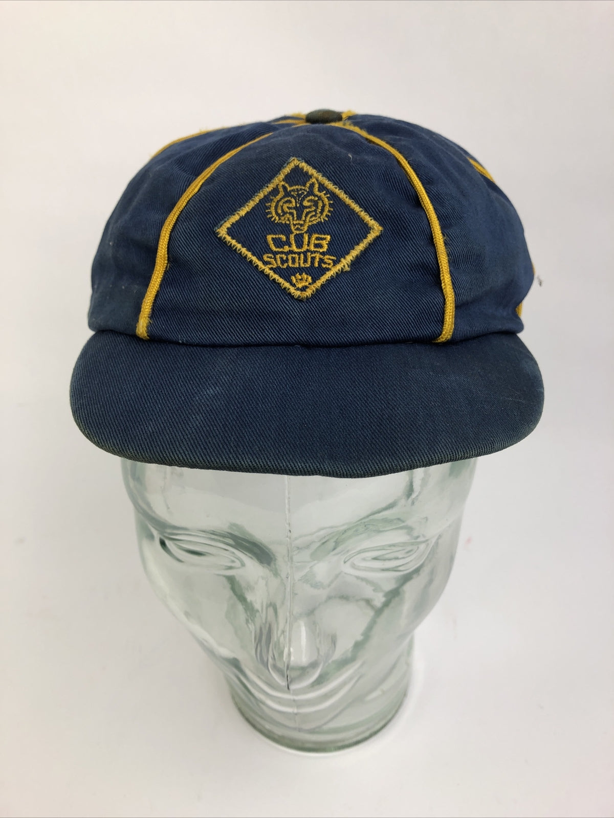 VINTAGE 60s 70s Cub Scouts BSA Blue Gold Uniform Hat Boy Scout Official Wolf Cap