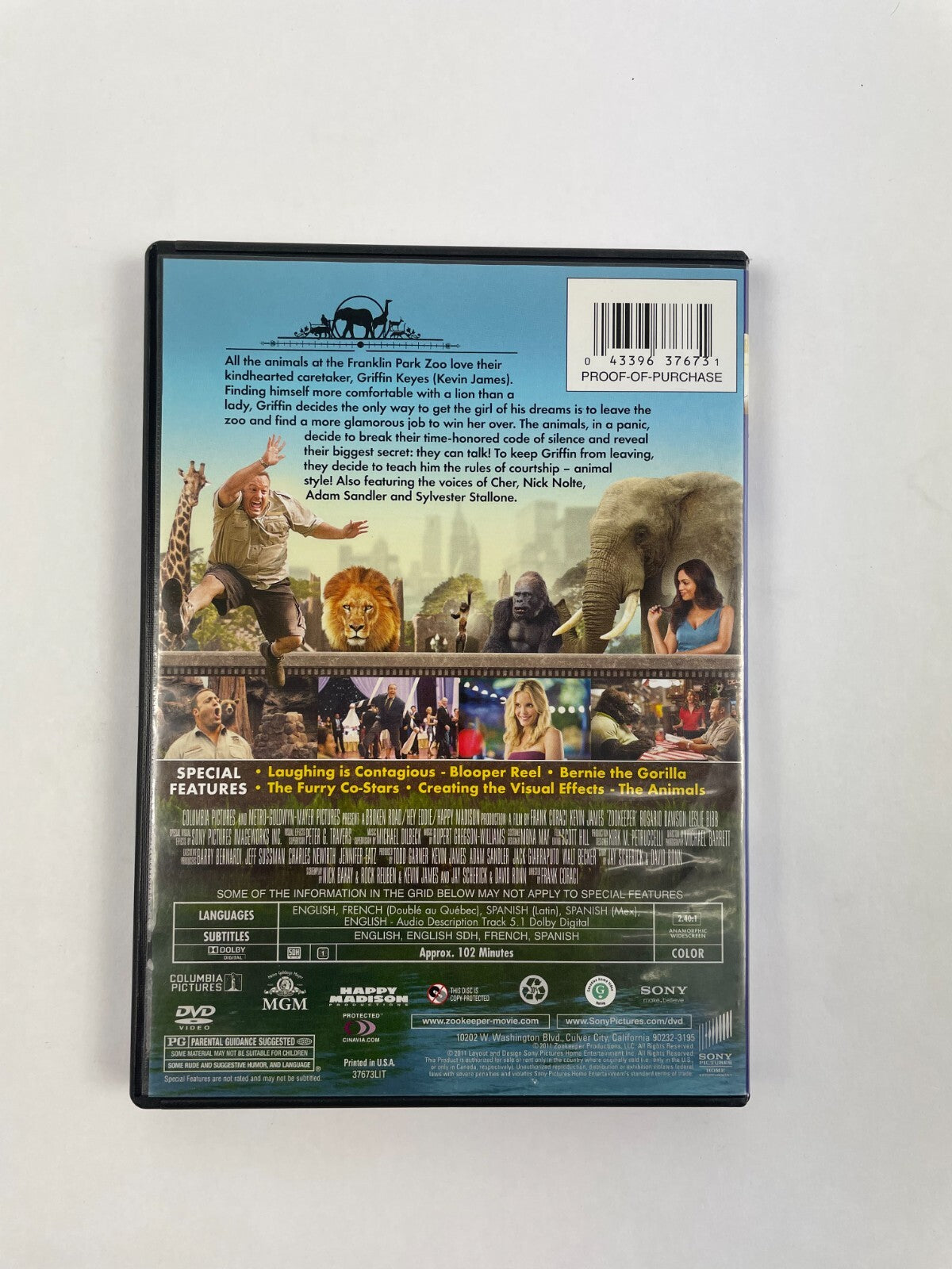 Zookeeper Kevin James Don't Talk To The Animal... Unless They Talk To DVD Movie