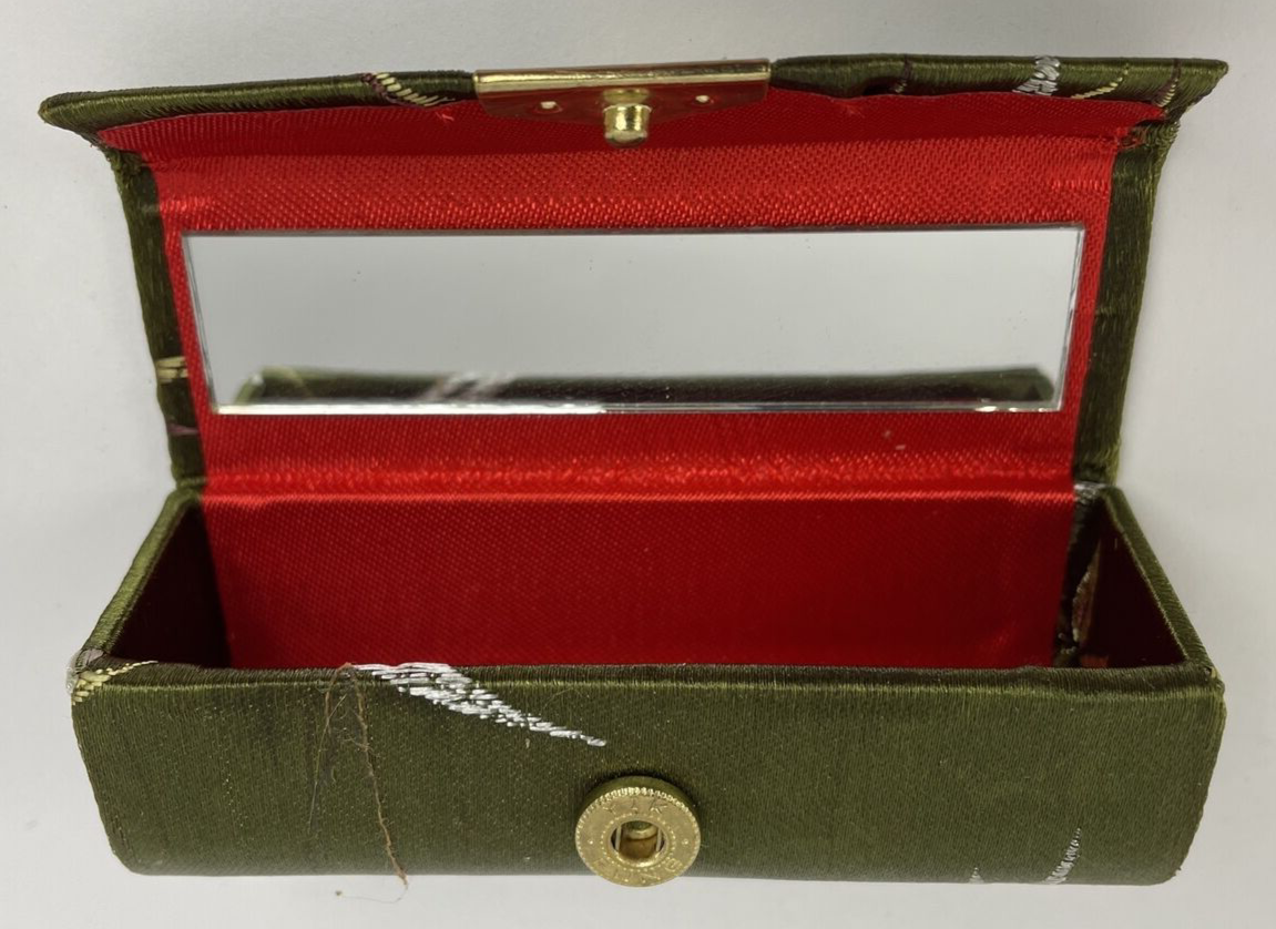 Chinese Silk Coin Purse And Silk Lipstick Holder with Mirror & Pouch VGC LOOK