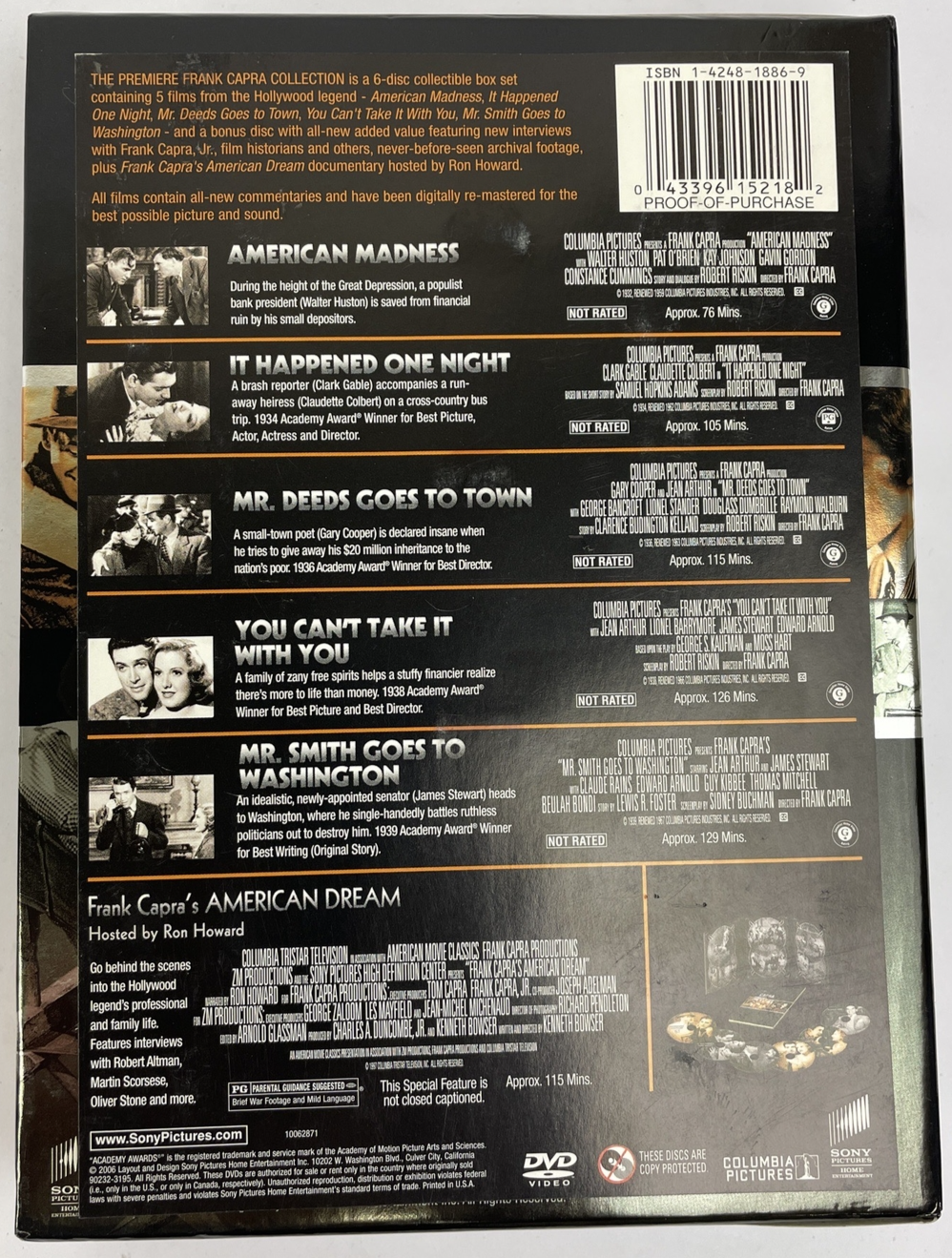 The Premiere Frank Capra Collection DVD 6-Disc VG It Happened One Night American