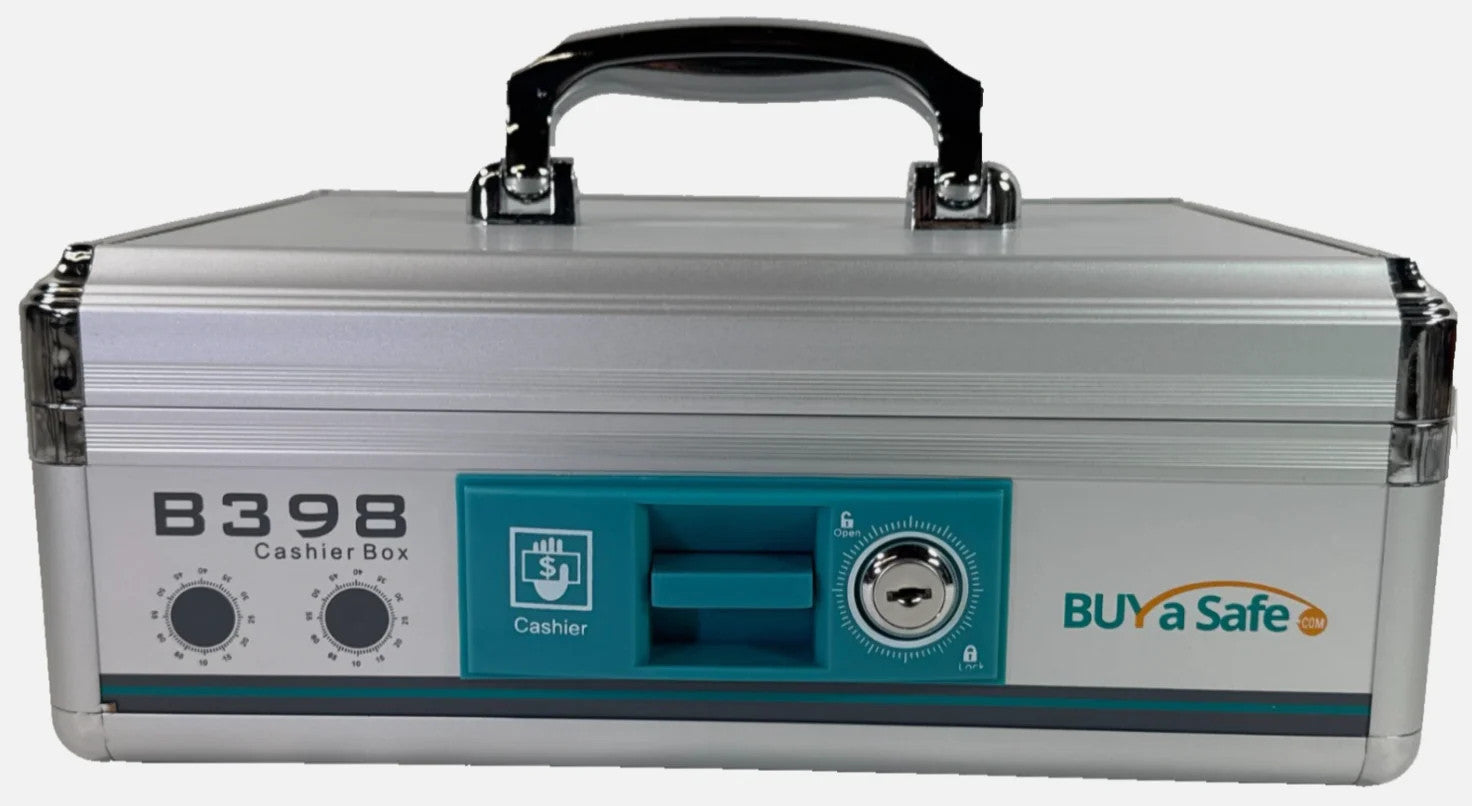 NIB Buy a Safe B398 Aluminum Cashier Box Lockable Cash Drawer NIB w/ Keys 2600