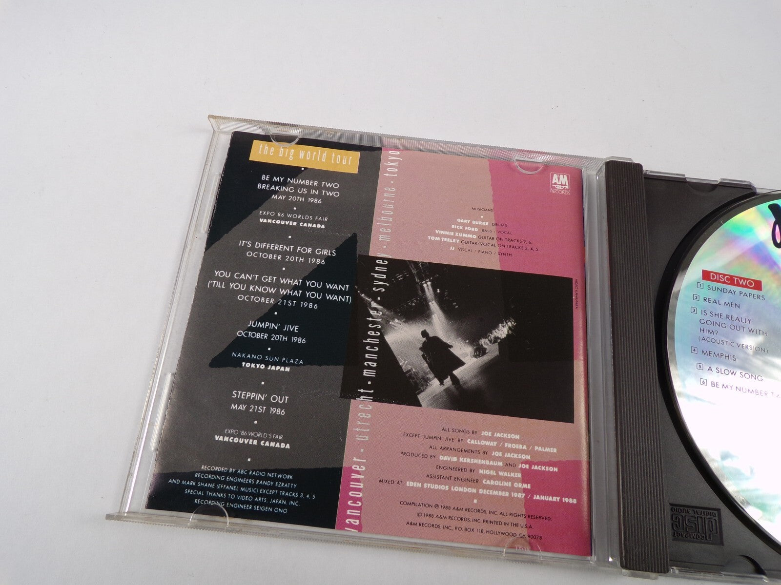 Joe Jackson Live 1980/86 CD 6706 Dx 3095 Sunday Papers A Slow Song CD#37