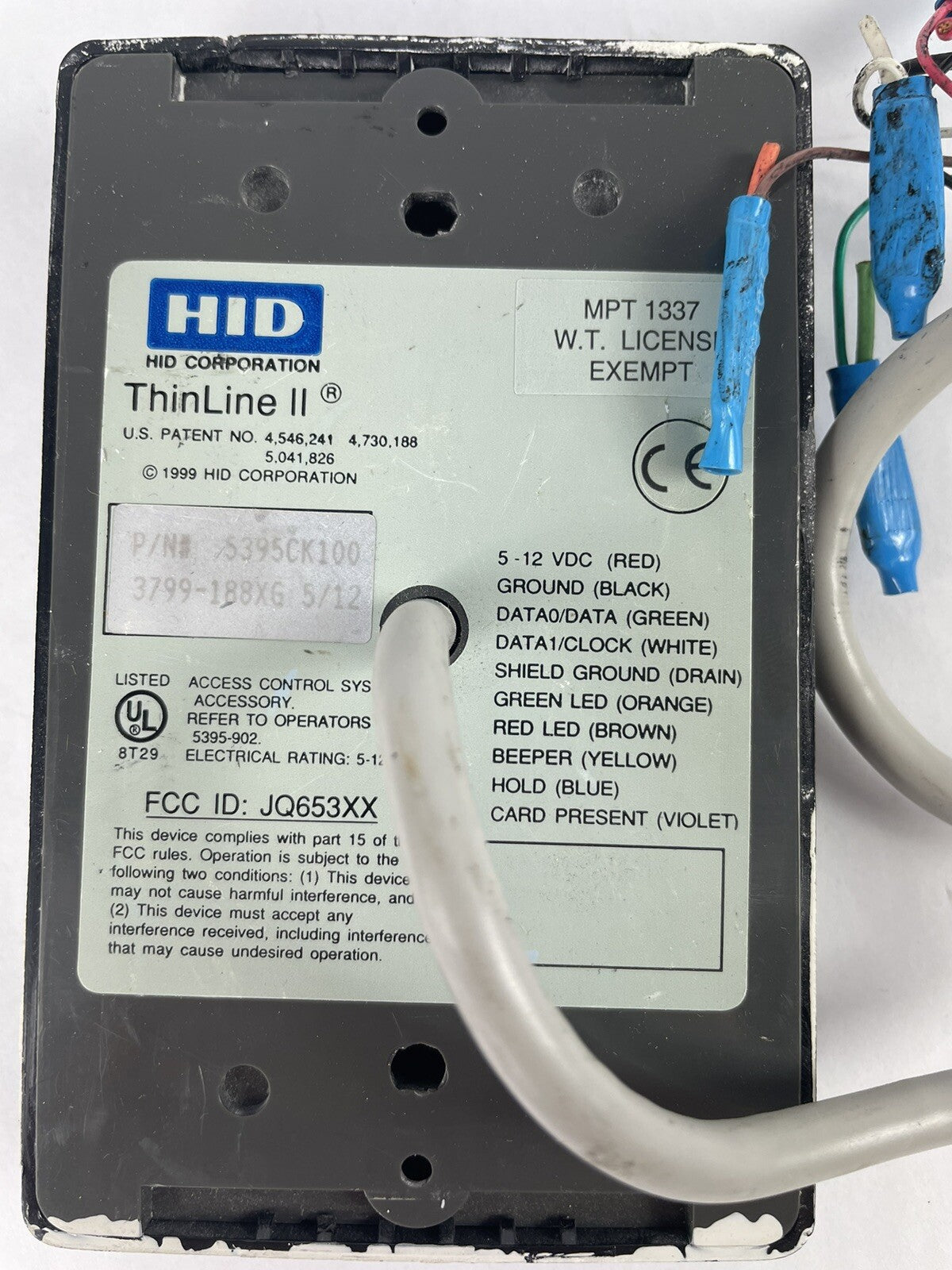 OEM HID ThinLine II 5395CK100 Proximity Card Reader Wiegand Black with Pigtail