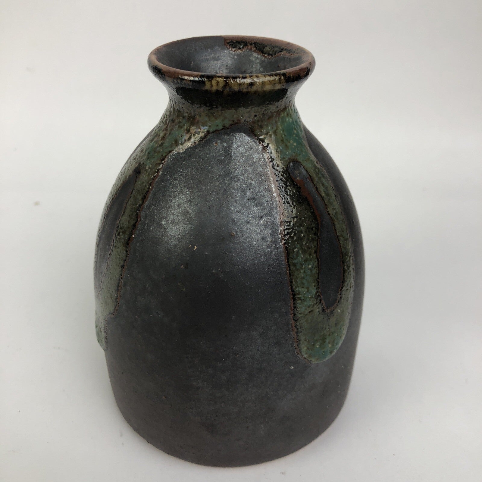 The Antiqua Warehouse Takahashi Stoneware DRIP Vase Japan 4.5" x 3" LOOK