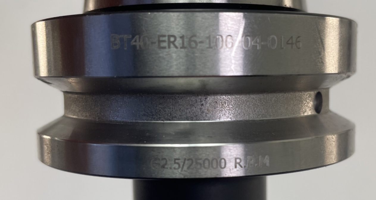 Haas 04-0146 BT40 ER16-100 Collet Chuck 100mm TSC G2.5 25,000 RPM w Bit