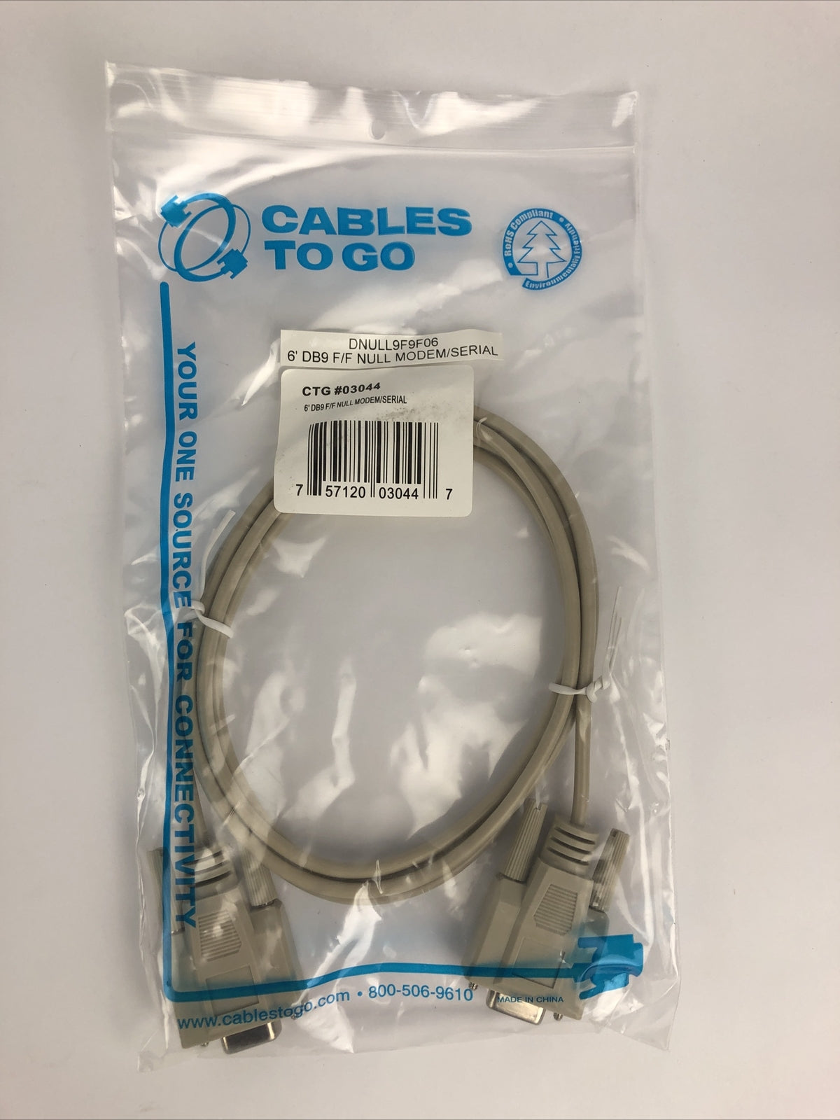 Cables To Go GTG 03044 6' F/F Null Modem Serial Cable NEW *FAST FREE SHIPPING*